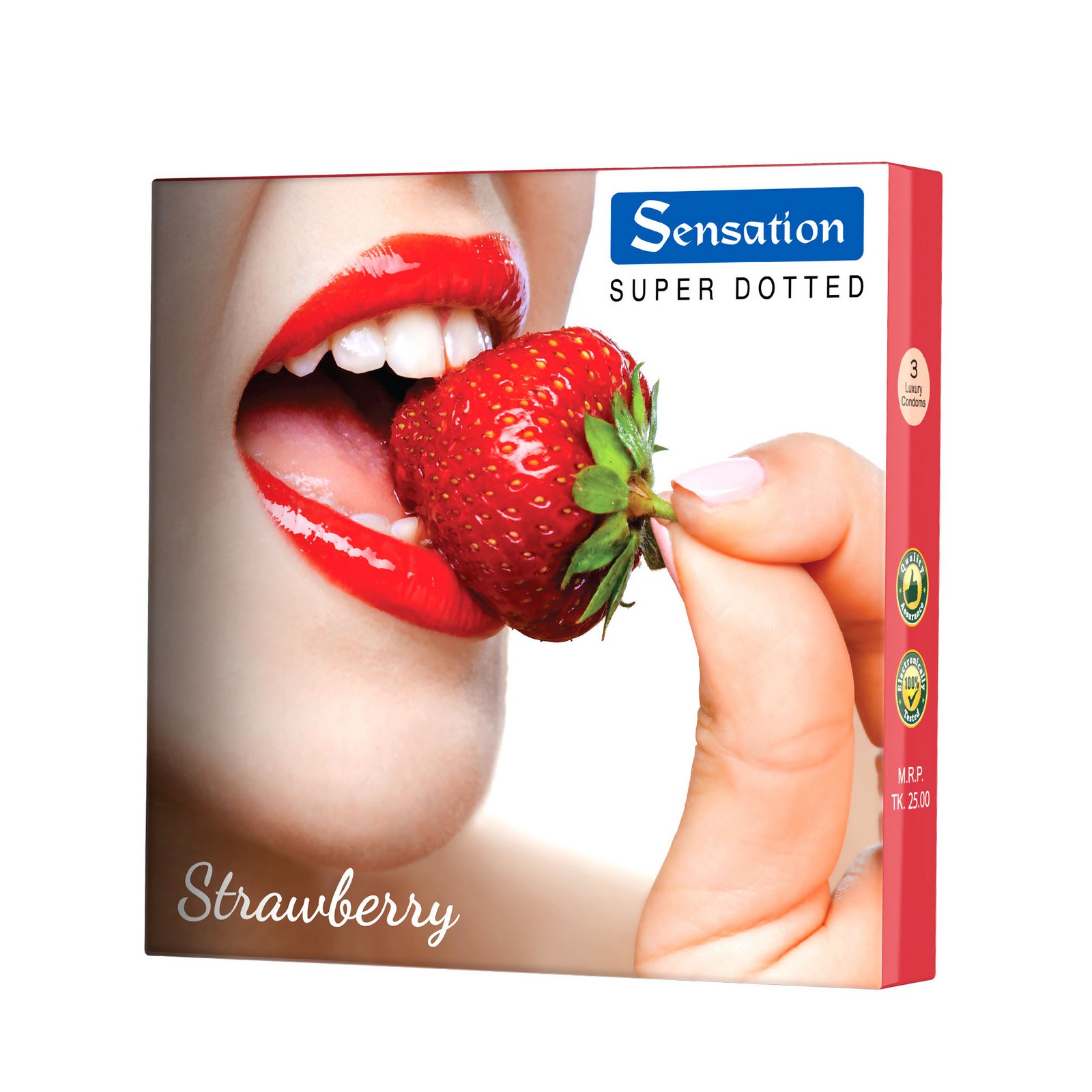 Sensation Strawberry Dotted Condoms