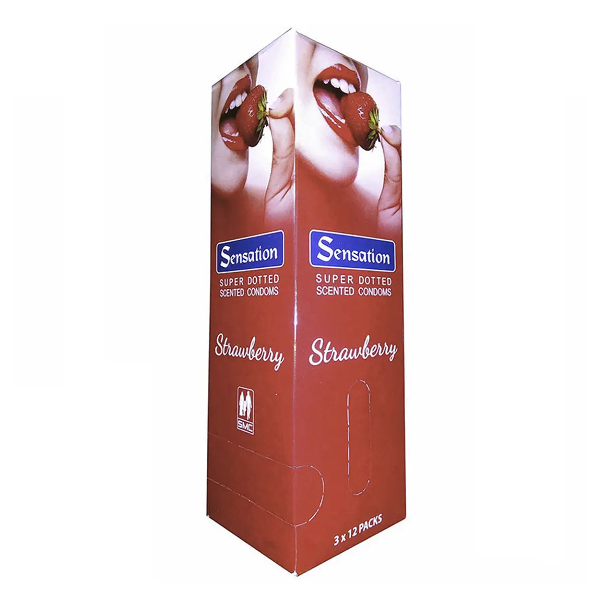 Sensation Condom - Strawberry Flavor Super Dotted - Full Box - 12 Pack x 3pcs=36pcs
